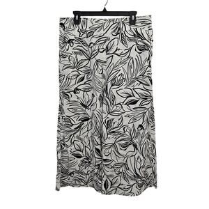 Christian Siriano New York Wide Leg Linen Pants Floral Pull On Women's Size XL